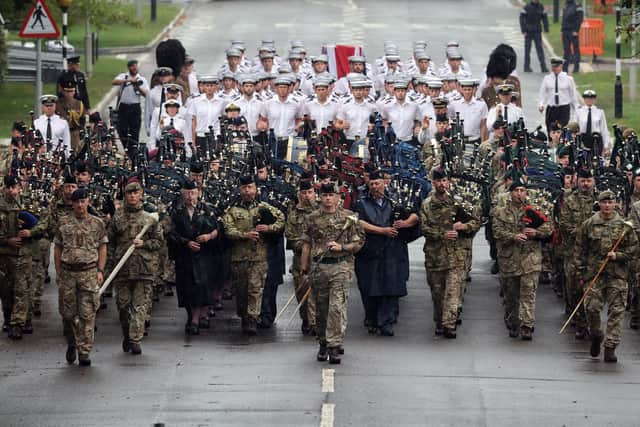 More than 1,000 sailors and Royal Marines are undergoing final preparations for their pivotal role in the Queen's funeral after days of intensive training Picture: MoD/Crown Copyright/SWNS