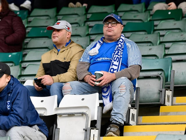 Portsmouth fans ahead of the EFL Sky Bet League 1 match between Plymouth Argyle and Portsmouth at Home Park, Plymouth, England on 11 February 2023.
