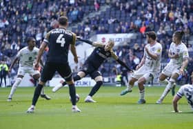 Substitute Joe Pigott came close to sealing all three points for Pompey near the end