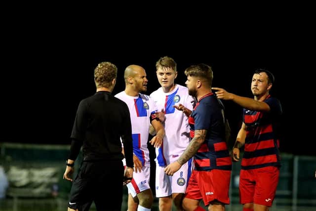 Tempers flare at Privett Park. Picture: Tom Phillips