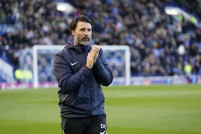 Pompey boss Danny Cowley saw his side slip to an FA Cup upset against Harrogate Town. Picture: Jason Brown/ProSportsImages