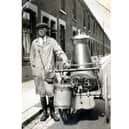 Milkman George Warner, taken sometime in the 1920's on the streets of Portsmouth 
Picture contributed by Barry Evans