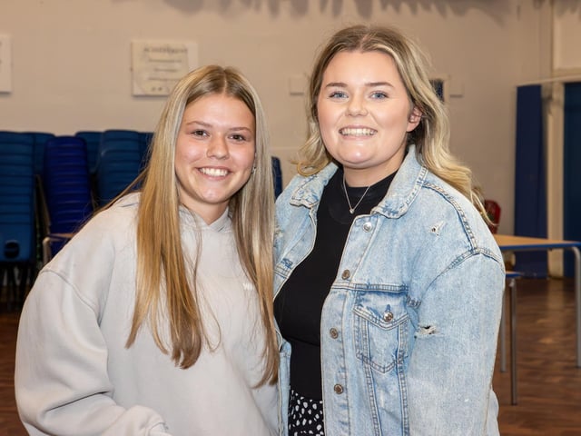 Students were welcomed to Crookhorn College to collect their GCSE results.Pictured - Keira with Miss MarriottPhotos by Alex Shute