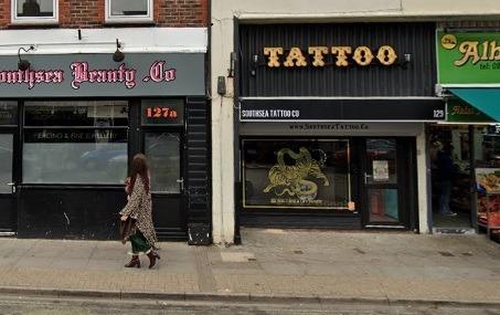 Southsea Tattoo Co, Albert Road, has a rating of 4.9 on Google with 127 reviews.