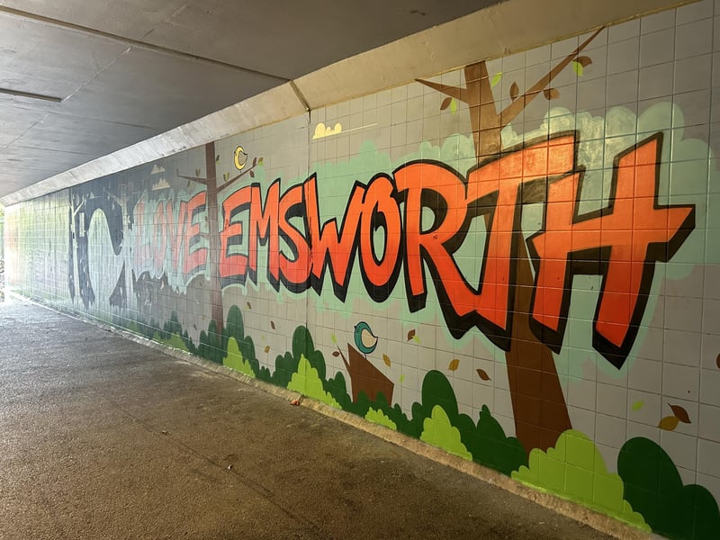 Chris Reeves (Berk) and Mark Jones (Fark) from The Corner Collective in Southsea, have reinvigorated the Washington Road, Emsworth, underpass in a community project funded by Havant Borough Council. Picture by Hollie Busby