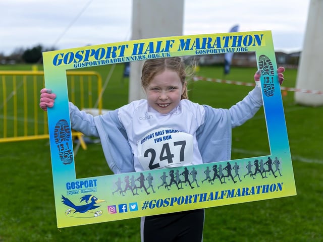 Isabella, 7, took part in the fun run at the Gosport Half Marathon. Photos by Alex Shute