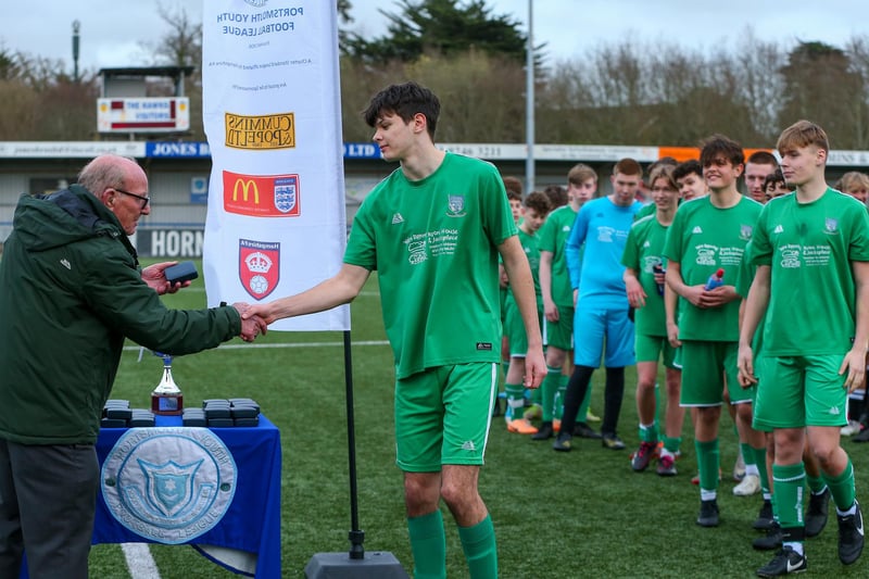 Cowplain Youth collect their runners-up medals. Picture: Chris Moorhouse
