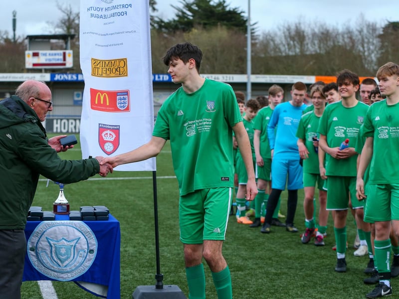 Cowplain Youth collect their runners-up medals. Picture: Chris Moorhouse