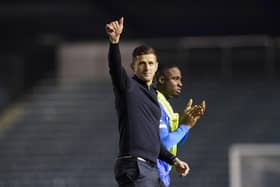 Pompey head coach John Mousinho thanks the Fratton faithful following Tuesday night's win against Gillingham in the EFL Trophy