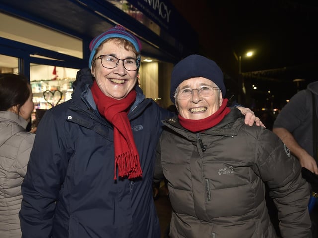 Christmas lights in High Street, Cosham, were switched on during the evening of Friday, November 22, 2024.
Pictured is: (l-r) Sue Greenfield and Terry King from Cosham.
Picture: Sarah Standing (221124-6413)