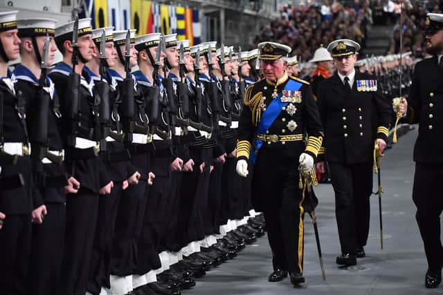 Prince Charles, Prince of Wales attends the official commissioning ceremony of HMS Prince of Wales on December 10, 2019 in Portsmouth  (Photo by Arthur Edwards - WPA Pool/Getty Images)