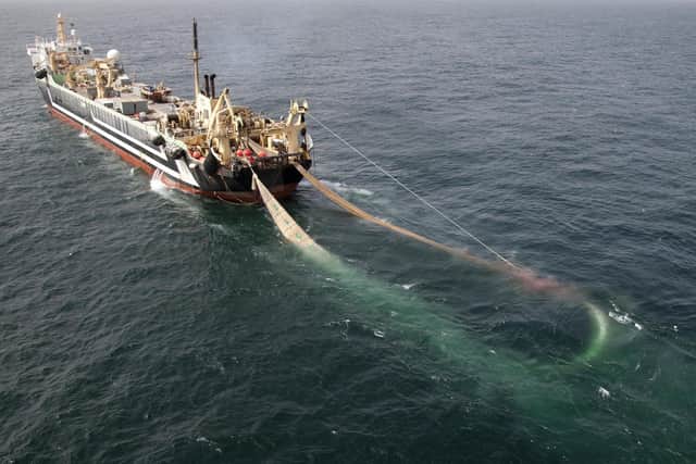 Undated handout photo issued by Greenpeace of the world's second largest factory fishing trawler, the Lithuanian FV Margiris, when it was spotted off the south coast of England, raising environmental concerns. Issue date: Thursday October 3, 2019. Picture: Greenpeace/PA Wire