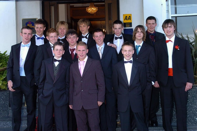 Smartly dressed young men waiting at the entrance of the Royal Beach Hotel, to see the cars arriving for the Portchester Community School Prom in June 2006. Picture: (062868-0012)