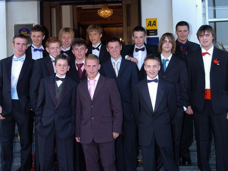 Smartly dressed young men waiting at the entrance of the Royal Beach Hotel, to see the cars arriving for the Portchester Community School Prom in June 2006. Picture: (062868-0012)