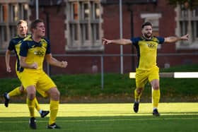 Jack Chandler, right, celebrated scoring against his former club. Picture: Keith Woodland