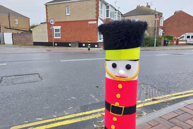 A woollen soldier stands guard by Baffins Pond