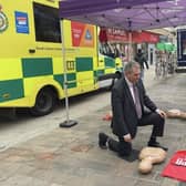Professor Graham Galbraith, Vice-Chancellor of the University of Portsmouth, taking part in Restart a Heart event at Portsmouth Guildhall