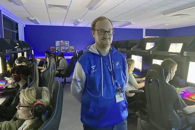 IT and Esports teacher Martin Birch-Foster in St Vincent College’s purpose-built Esports department, better known to students as the Shark Tank