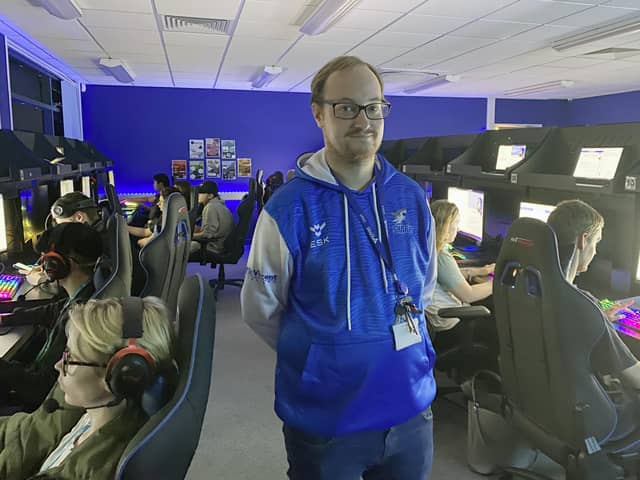 IT and Esports teacher Martin Birch-Foster in St Vincent College’s purpose-built Esports department, better known to students as the Shark Tank
