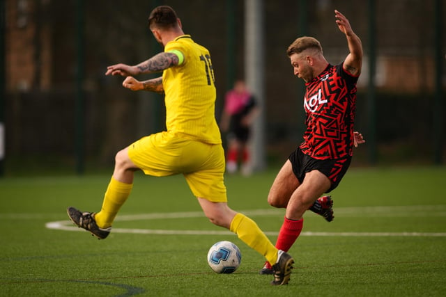Action from Harvest's 4-1 win at home to Locks Heath (red and black kit) in the Hampshire Premier League. Picture: Keith Woodland (180321-411)