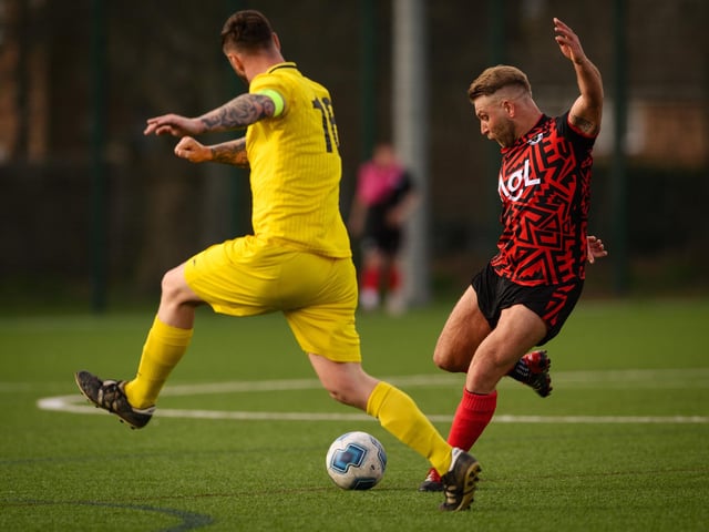Action from Harvest's 4-1 win at home to Locks Heath (red and black kit) in the Hampshire Premier League. Picture: Keith Woodland (180321-411)