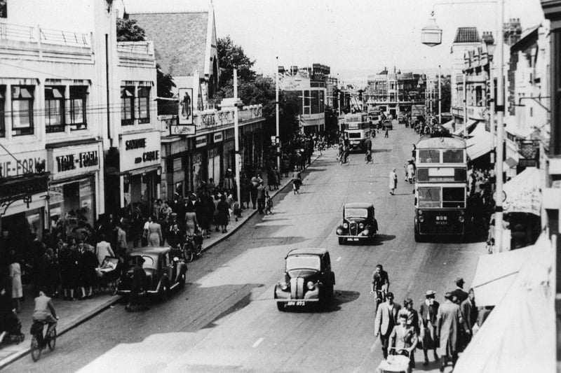 London Road, North End circa 1950. The epitome of an English high street with dozens of individual shops.