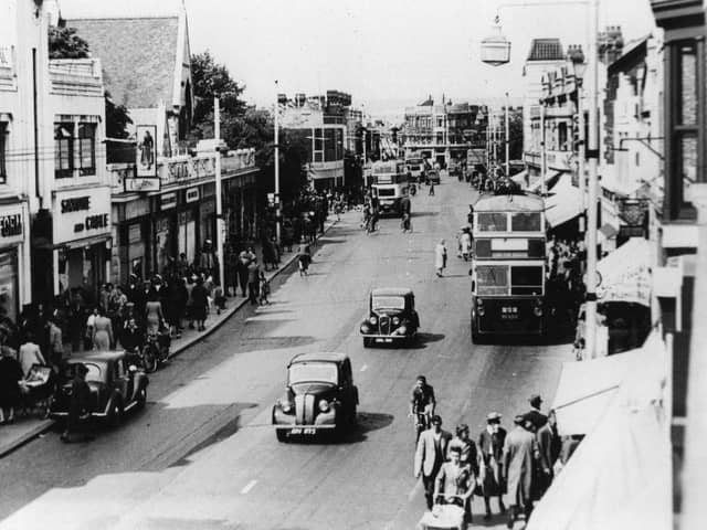 London Road, North End circa 1950. The epitome of an English high street with dozens of individual shops.