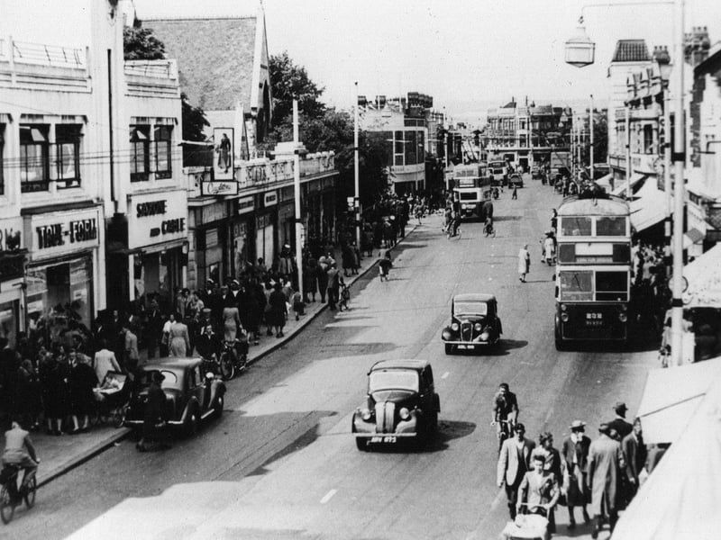 London Road, North End circa 1950. The epitome of an English high street with dozens of individual shops.