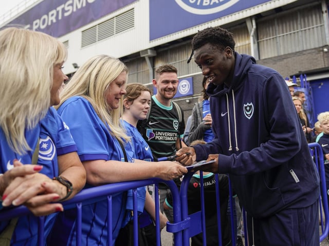 Abdoulaye Kamara greets fans before the game.