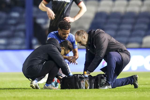 Louis Thompson sustained a hand injury during the 3-0 win over Rotherham and could miss out against Lincoln on Friday. Picture: Robin Jones - Digital South