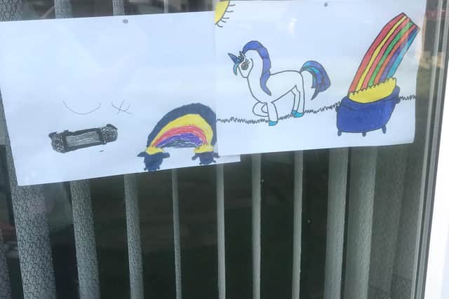 Dacia and Kash Symmons (9 and 6) have been painting rainbows on Hayling Island to cheer up key workers.