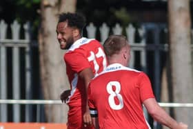 Rudi Blankson scored twice for Horndean against Blackfield & Langley. Picture by Martyn White