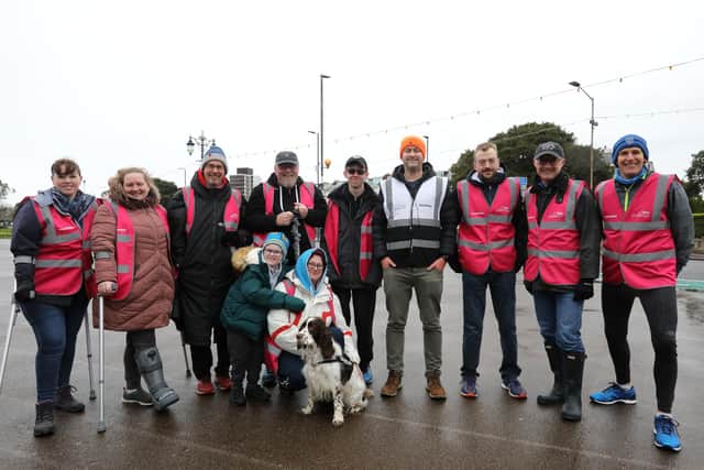 Southsea parkrun volunteers with run director Grant Day (white vest). Picture: Chris Moorhouse     (290220-11)