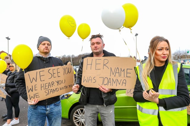 Participants assemble for the Justice for Joanna march, car park in Market Way, Portsmouth.
 Picture: Chris Moorhouse