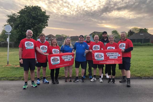 Mick Hansford's friends and family taking part in the charity walk
