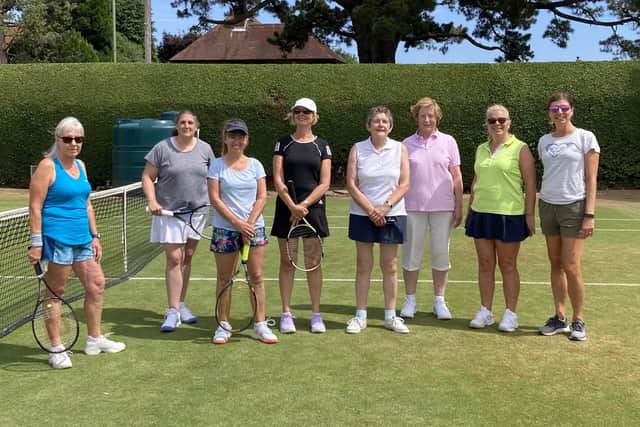 Lee 3rds v Avenue 3rds (from left): Wendy Hadfield, Jen Lake, Steph Evans, Marion White, Linda Wainwright, Heulwen Newman, Mary Robinson, Zoe Larkin