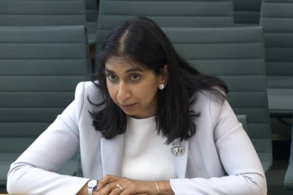 Attorney General Suella Braverman answering questions before the Justice Select Committee at the House of Commons. Picture: PA Wire