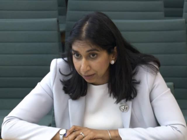 Attorney General Suella Braverman answering questions before the Justice Select Committee at the House of Commons. Picture: PA Wire