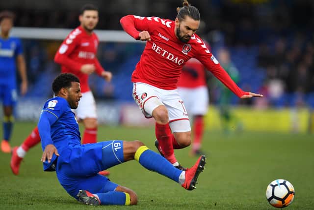 Ricky Holmes in action for Charlton against AFC Wimbledon. Picture: Justin Setterfield/Getty Images.