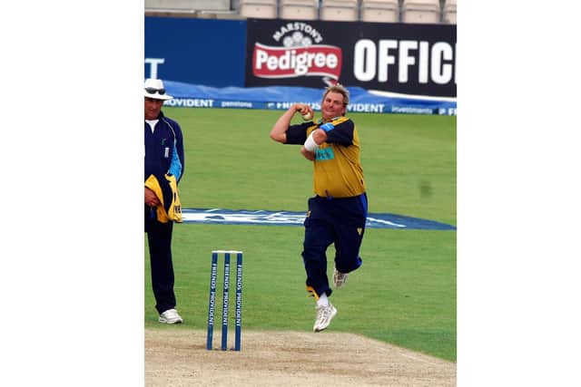 Shane Warne in action for Hampshire during the semi-final of the Friends Provident Trophy in 2006. Picture by Steve Reid. (072512-45)