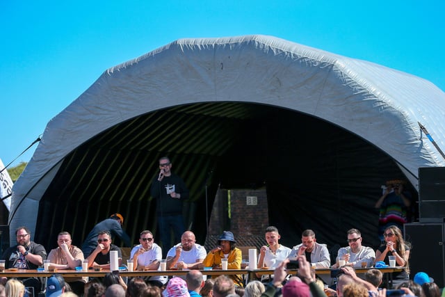 Ten brave contestants signed up to the chilli eating contest at the festival.