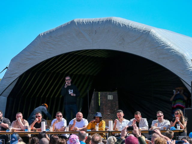 Ten brave contestants signed up to the chilli eating contest at the festival.