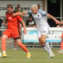 Hawks striker Danny Wright, right, is set to start his first  National League South game of 2022/23 as Jason Prior is  suspended. Picture by Dave Haines