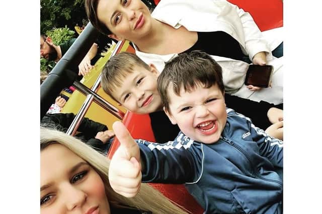 Amber and her close friend Terri with Terri's son Lockie and Ace.