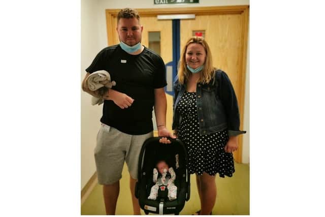 Joshua Spiers, baby Elsie and Hannah Featherstone