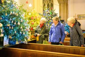 Pictured is: People admiring the decorated trees.
Picture: Keith Woodland (071221-78)