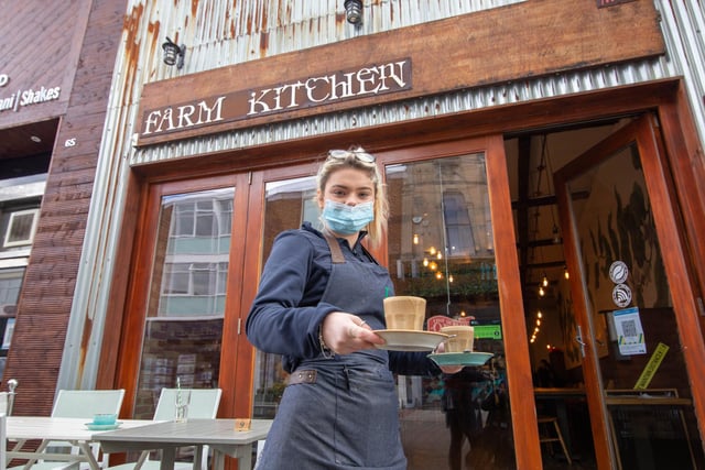 Farm Kitchen in Palmerston Road, Southsea, has a 4.7 rating from 491 Google reviews. Pictured: Jasmin Randell, waitress Farm Kitchen, Palmerston Road, Southsea on 12 April 2021 Picture: Habibur Rahman
