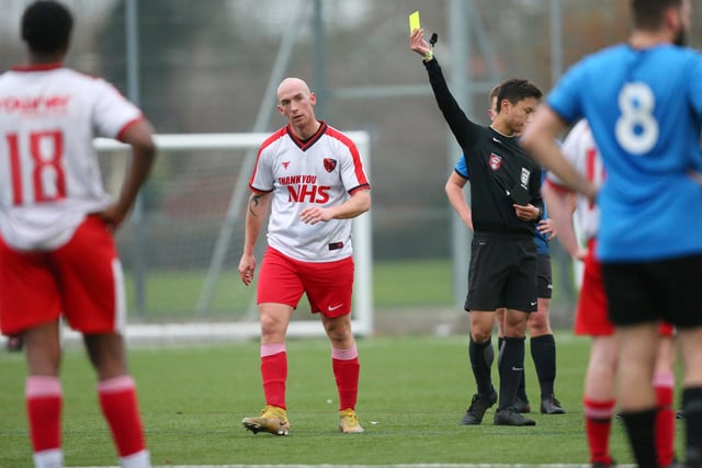 A Rowner player is booked. Picture: Chris Moorhouse