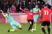 Jack Breed is back with Fareham Town but was forced off in the defeat to Shaftesbury with a hamstring injury. Picture: Keith Woodland (051220-52)
