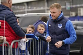 Pompey midfielder Joe Morrell signing autograph before last Saturday's 1-0 win against Accrington